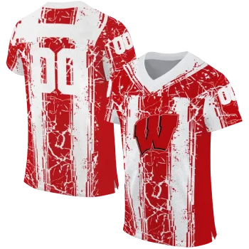 personalized wisconsin badgers rugged stripes red jersey best selling