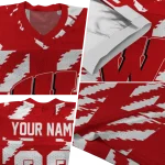 personalized wisconsin badgers stripe block red jersey best selling