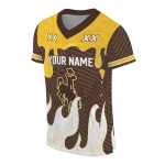 personalized wyoming cowboys dripping flames brown white jersey best selling