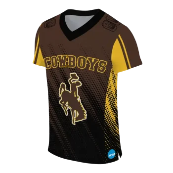 personalized wyoming cowboys halftone flow brown black jersey fashion forward