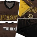 personalized wyoming cowboys halftone flow brown black jersey best selling