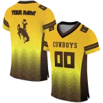 personalized wyoming cowboys halftone sweep gold black jersey best selling