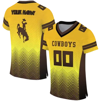 personalized wyoming cowboys halftone sweep gold black jersey best selling
