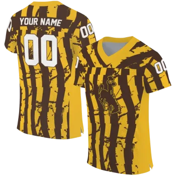 personalized wyoming cowboys stripe splatter brown jersey best selling