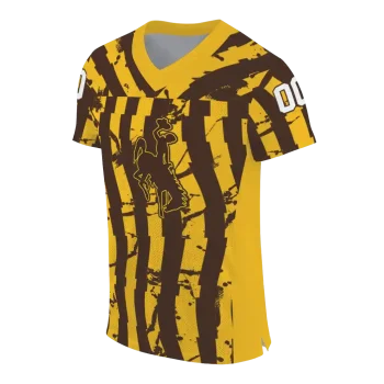 personalized wyoming cowboys stripe splatter brown jersey fashion forward