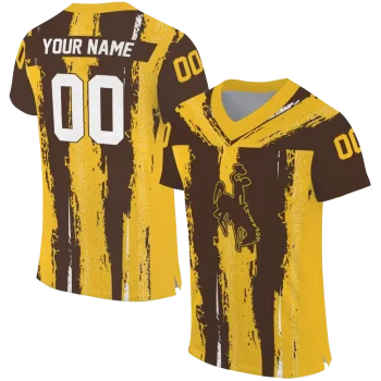 personalized wyoming cowboys striped texture brown jersey best selling