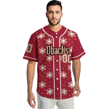 custom arizona diamondbacks snowflake festive red jersey fashion forward