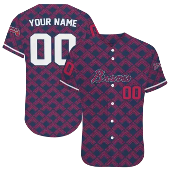 custom atlanta braves chevron interlock navy jersey best selling