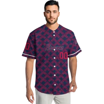 custom atlanta braves chevron interlock navy jersey fashion forward