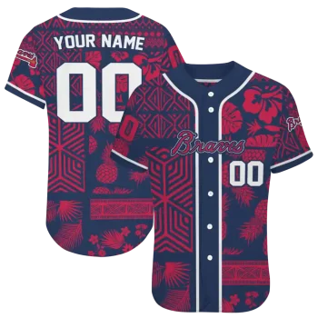 custom atlanta braves pineapple palm geo navy jersey best selling