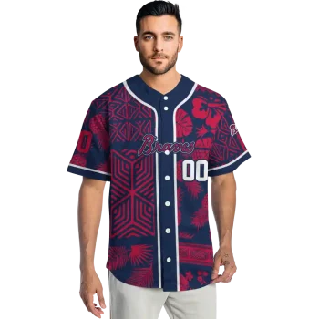 custom atlanta braves pineapple palm geo navy jersey fashion forward