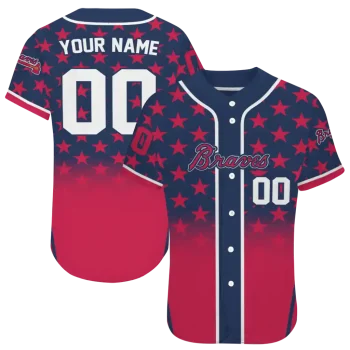 custom atlanta braves star burst red jersey best selling