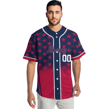 custom atlanta braves star burst red jersey fashion forward