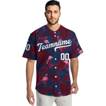 custom atlanta braves tropical flamingo navy jersey fashion forward