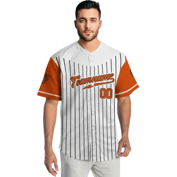 custom baltimore orioles pinstripe orange white jersey fashion forward