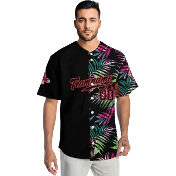 custom boston red sox palm leaf black jersey fashion forward