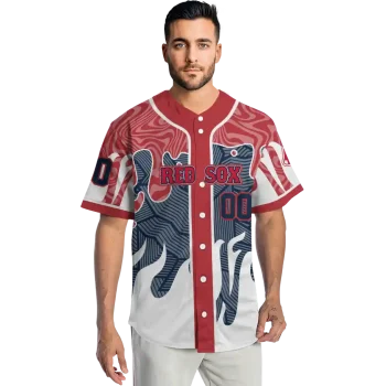 custom boston red sox pattern drip red white jersey fashion forward