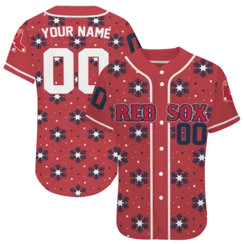 custom boston red sox snowflake festive red jersey best selling