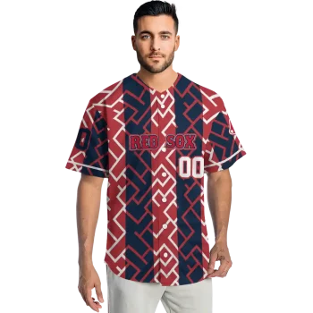 custom boston red sox squares grid red jersey fashion forward