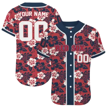 custom boston red sox tropical hibiscus navy jersey best selling
