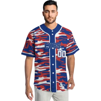 custom chicago cubs camo splash blue jersey fashion forward
