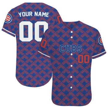 custom chicago cubs chevron interlock blue jersey best selling