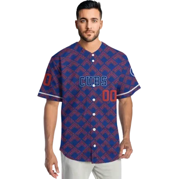 custom chicago cubs chevron interlock blue jersey fashion forward