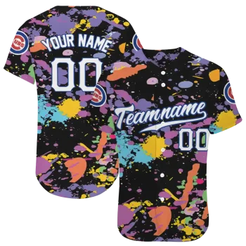 custom chicago cubs paint splatter black jersey best selling