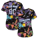 custom chicago cubs paint splatter black jersey best selling