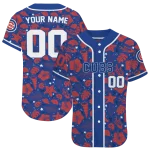 custom chicago cubs tropical hibiscus seashells blue jersey best selling