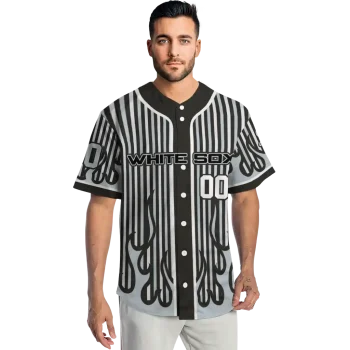 custom chicago white sox blazing stripes black jersey fashion forward