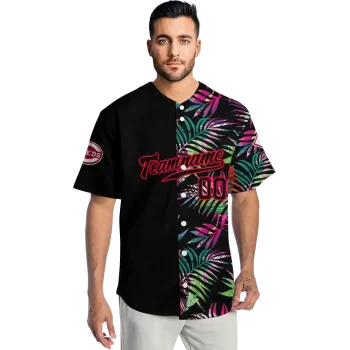 custom cincinnati reds palm leaf black jersey fashion forward