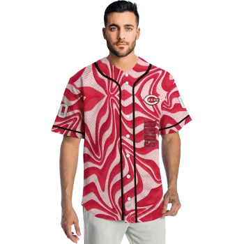 custom cincinnati reds psychedelic curves red jersey fashion forward