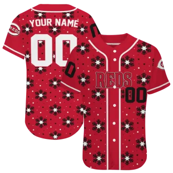 custom cincinnati reds snowflake festive red jersey best selling