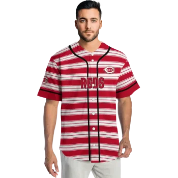custom cincinnati reds stripe layers red white jersey fashion forward