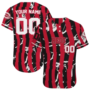 custom cincinnati reds stripe paint red jersey best selling