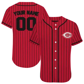custom cincinnati reds stripe pattern red jersey best selling