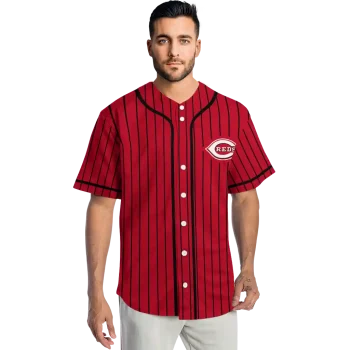 custom cincinnati reds stripe pattern red jersey fashion forward