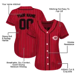 custom cincinnati reds stripe pattern red jersey best selling