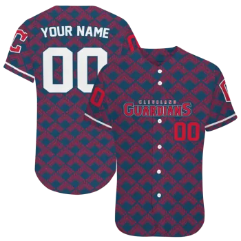 custom cleveland guardians chevron interlock navy blue jersey best selling