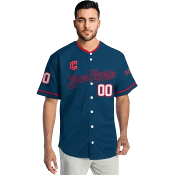 custom cleveland guardians plain classic navy blue jersey fashion forward