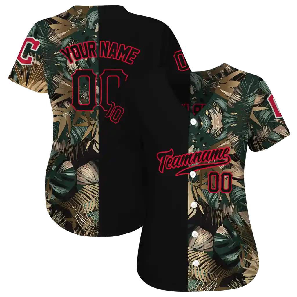 custom cleveland guardians tropical foliage black jersey high quality custom cleveland guardians tropical foliage black jersey high quality