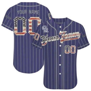 custom colorado rockies vertical stripes blue jersey best selling