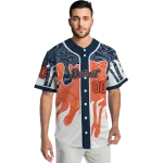 custom detroit tigers pattern drip navy white jersey best selling
