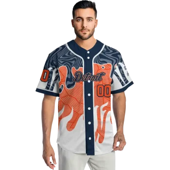 custom detroit tigers pattern drip navy white jersey fashion forward