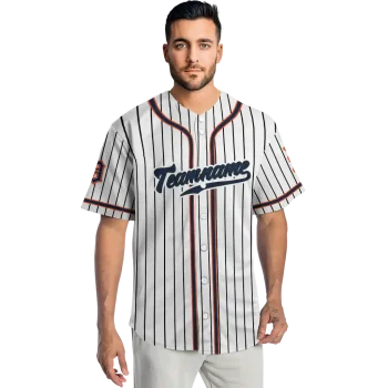 custom detroit tigers pinstripe lines white jersey fashion forward