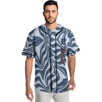 custom detroit tigers psychedelic curves navy jersey fashion forward