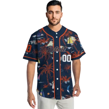 custom detroit tigers sailboat island navy jersey fashion forward
