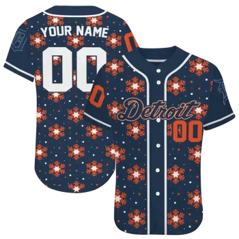 custom detroit tigers snowflake festive navy jersey best selling