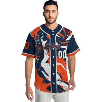 custom detroit tigers splash swirl navy jersey fashion forward